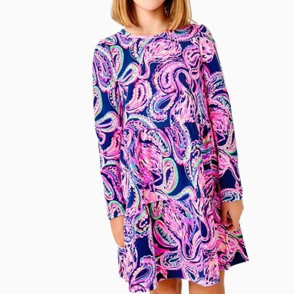 LILLY PULITZER Mini Arlette High Tide Navy Flock to the Top Long Sleeve … - Picture 1 of 16
